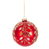 Red with Gold Holly Glass Ornament