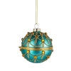 Aqua with Gold Swags Glass Trinket box Ornamet - Ball