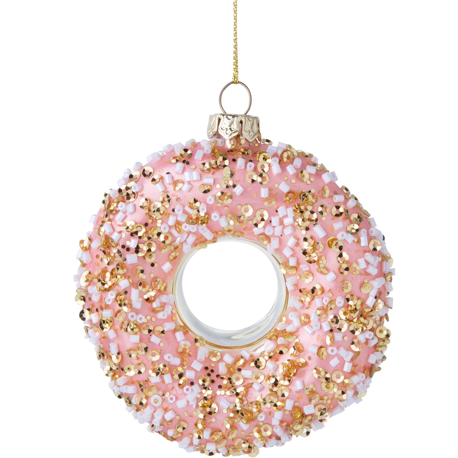 Pink Glass Donut Ornament | Putti Christmas Decorations 