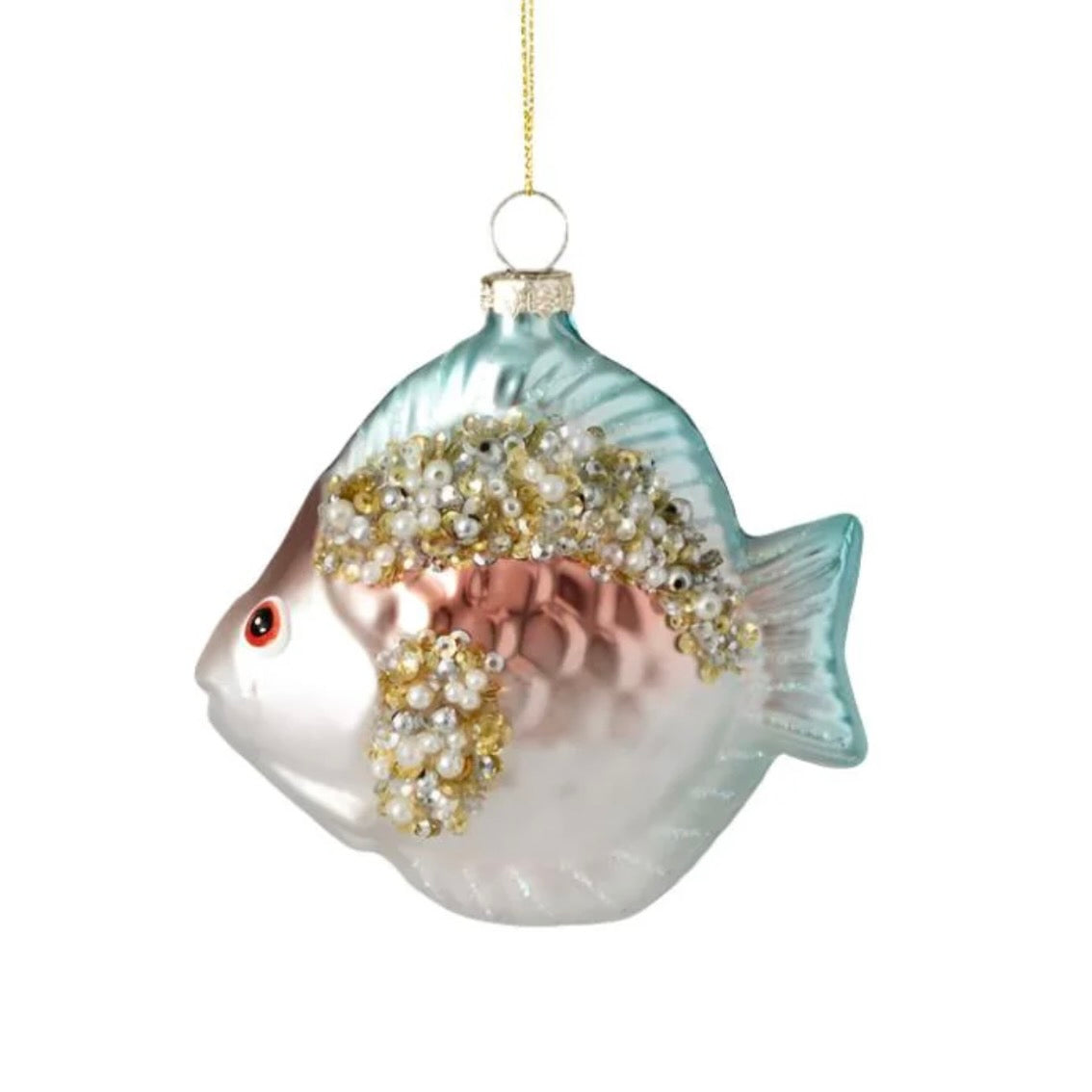 Tropical Fish Beaded Glass Ornament | Putti Christmas Decorations 