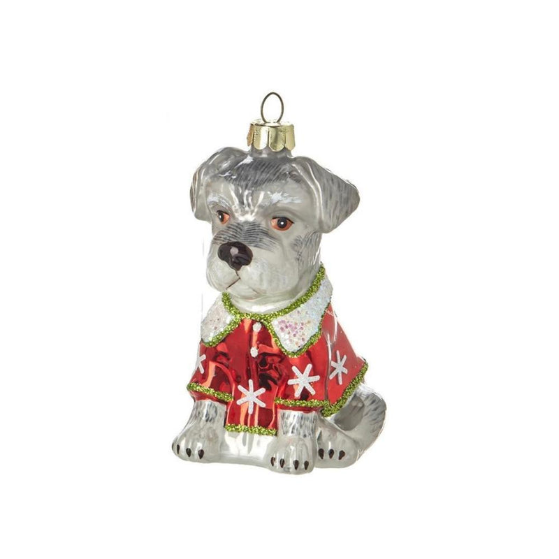 "Best in Show" Dog in Suit Glass Ornament - Schnauzer  | Putti Christmas 