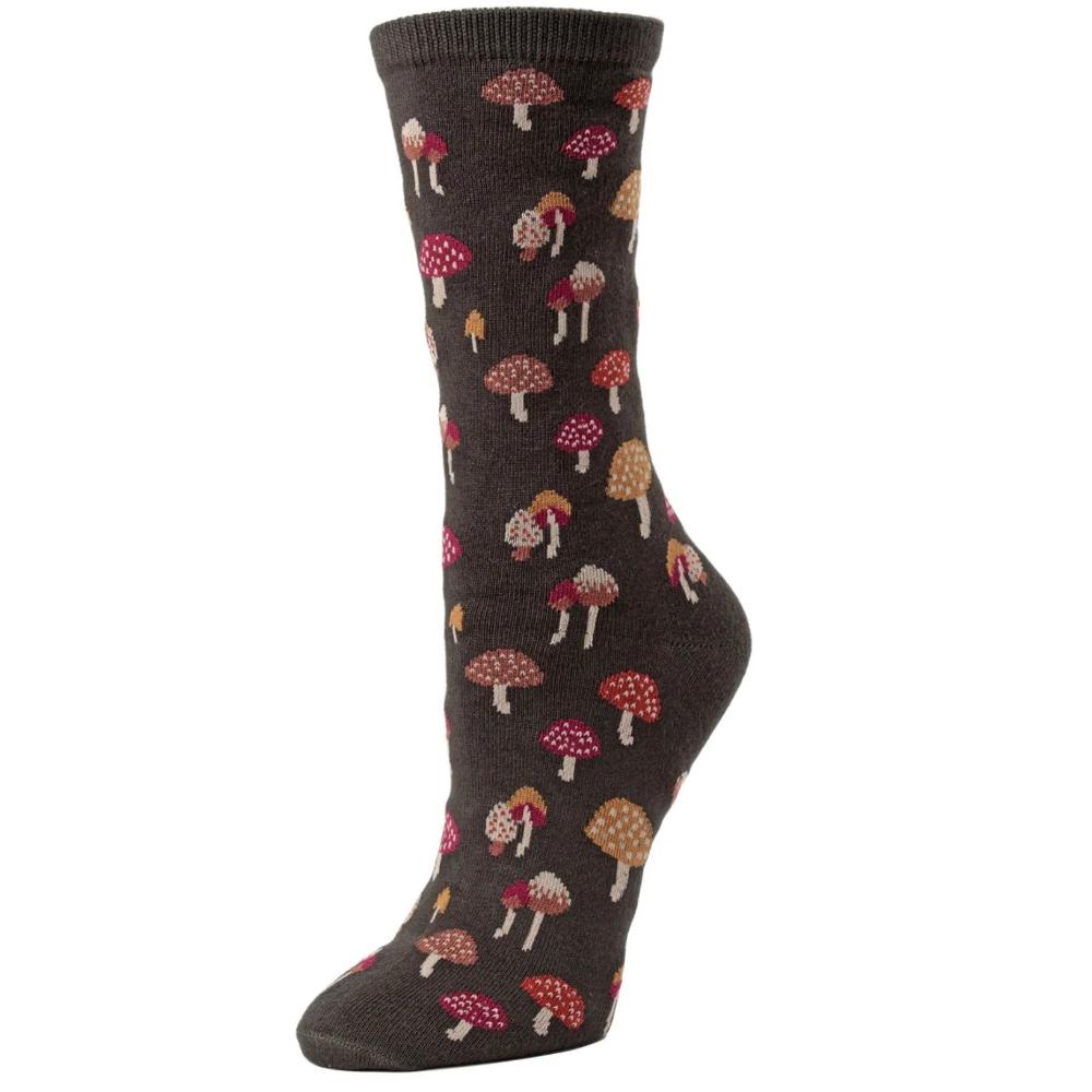 Women's Bamboo Crew Socks - Mushroom Fields Rosin | Putti Fine Fashions 