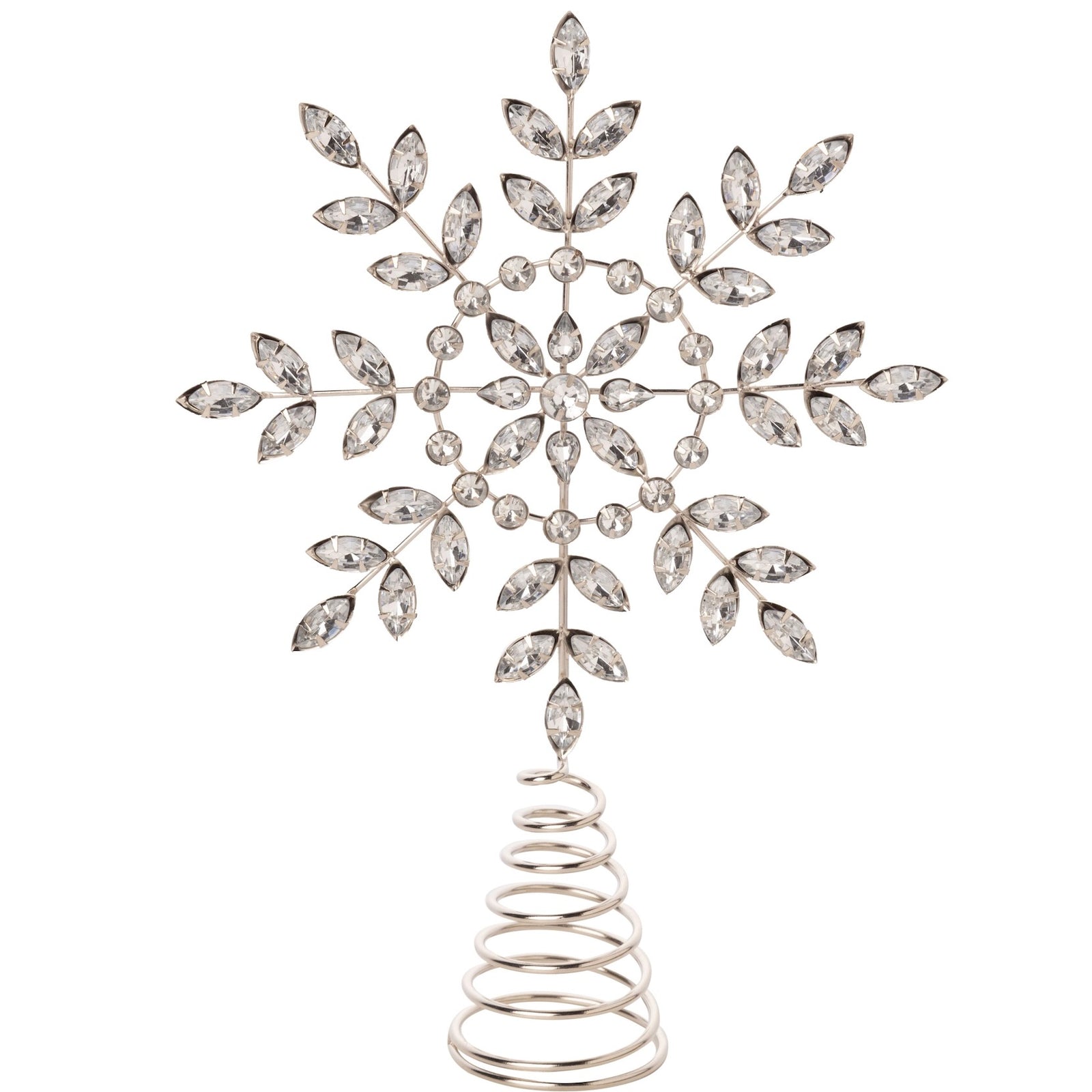 Silver Jewelled Snowflake Tree Topper | Putti Christmas Decorations 