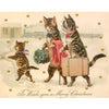 Cats "Merry Christmas" Little Vintage Greeting Card | Putti