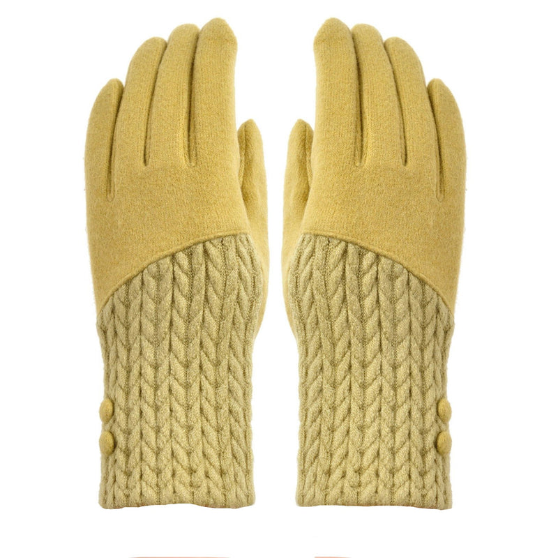 Cashmere Blend Buttoned Gloves - Olive | Putti Fine Fashions 