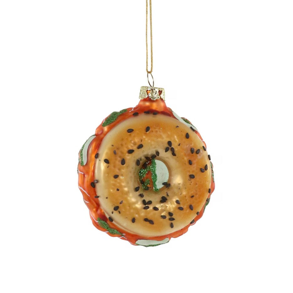 Cody Foster Bagel with Lox Glass Ornament | Putti Christmas Decorations 