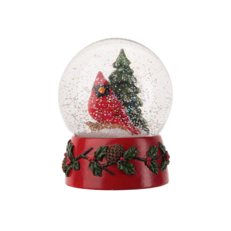 Cardinal with Tree Snow Globe  | Putti Christmas 