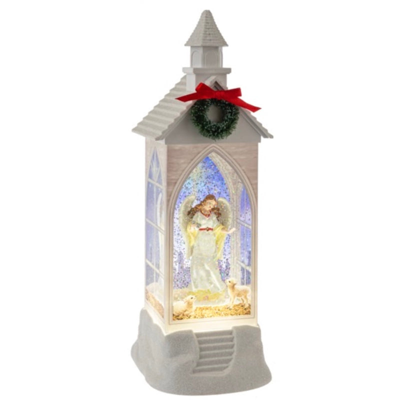 Church with Angel LED Perpetual Lantern | Putti Christmas Decorations 