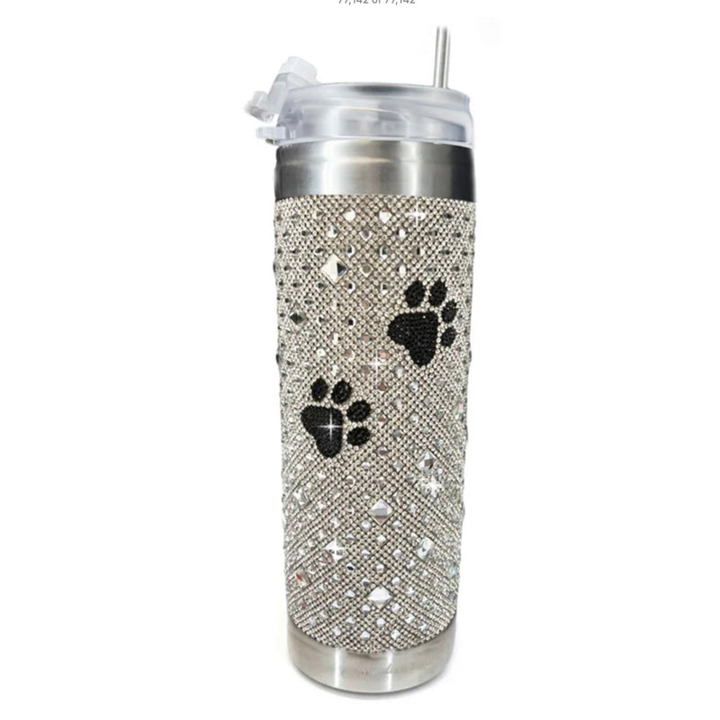 Jacqueline Kent Crystal Tumbler - Diamonds in the Ruff Silver Black
