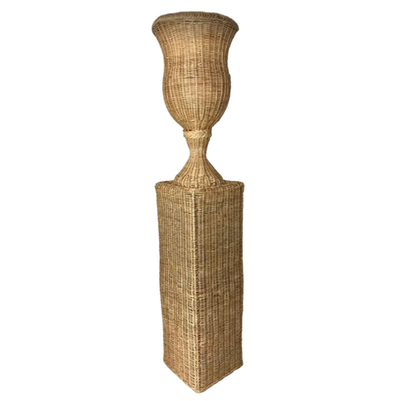 Rattan Urn Pedestal Planter | Putti Fine Furnishings 