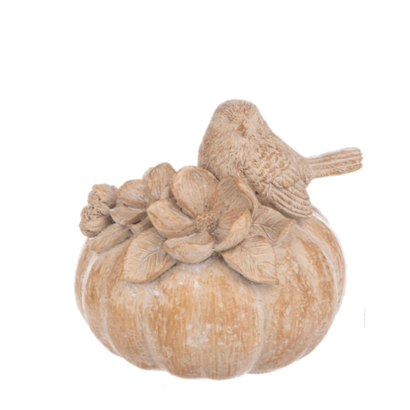 Natural Resin Bird on Pumpkin Figurine