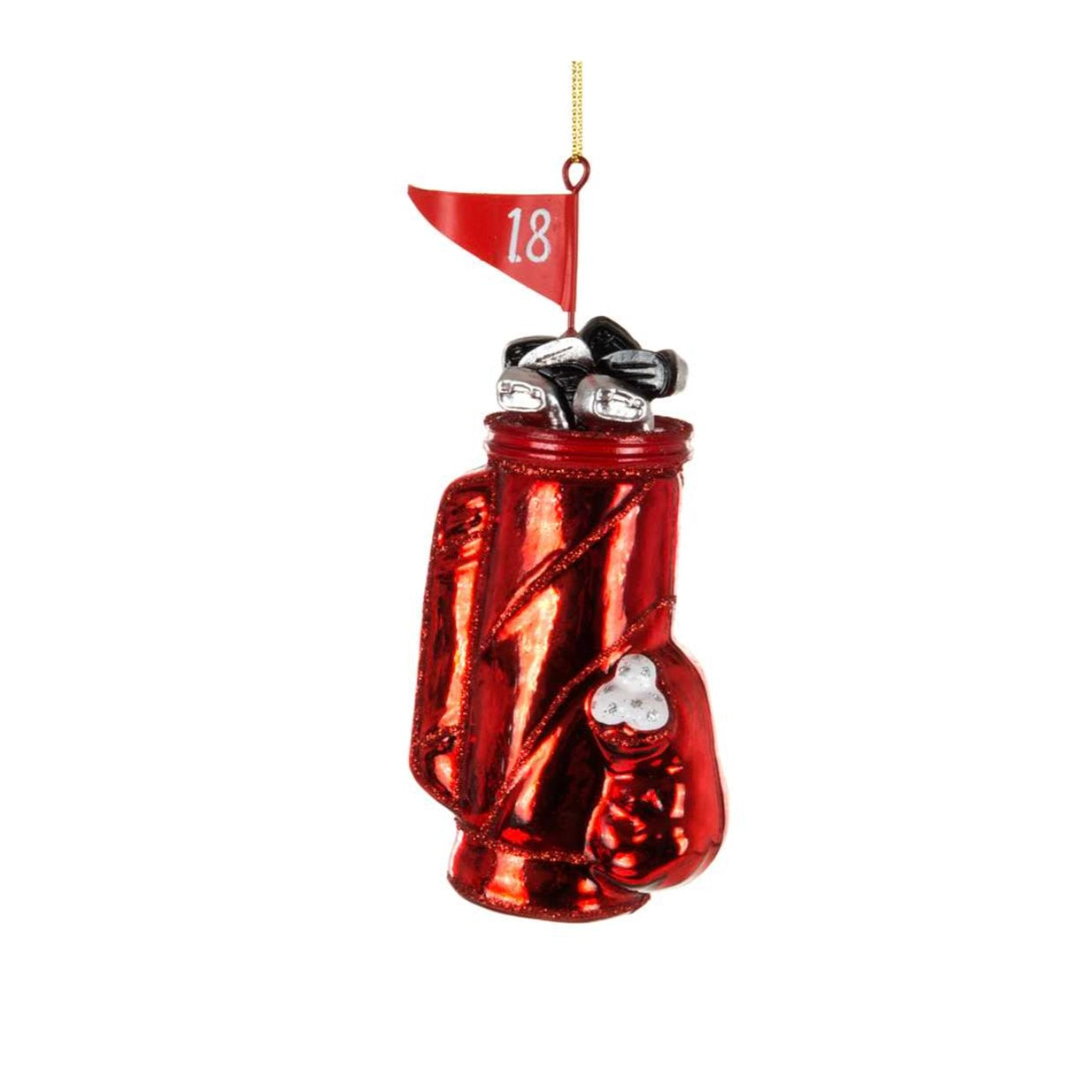 Red Golf Bag Glass Ornament