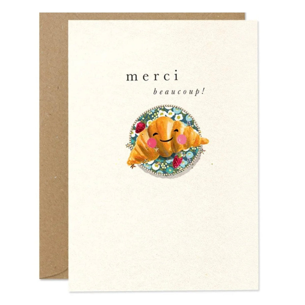Merci Beaucoup Croissant Greeting Card | Putti Fine Furnishings 