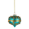 Aqua with Gold Swirls Glass Trinket box Ornamet - Onion | Putti Christmas Decorations