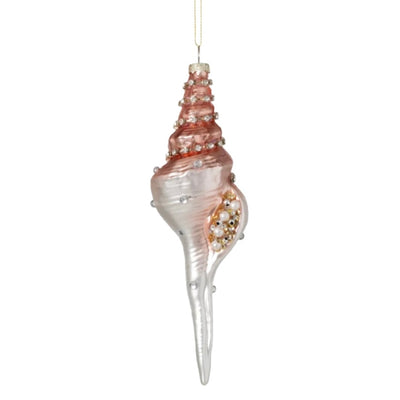 Spiral Beaded Seashell Glass Ornament | Putti Christmas Decorations