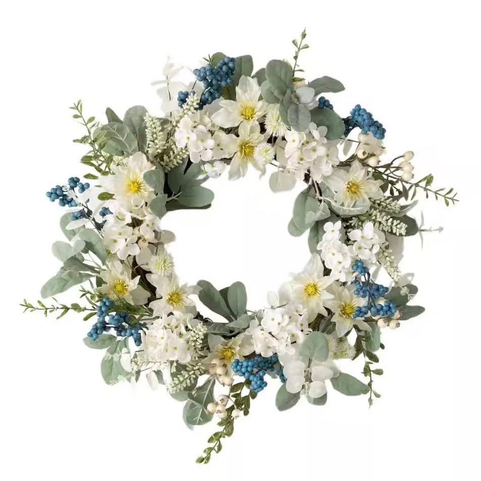 Clematis and Hydrangea Wreath | Putti Fine Furnishings 