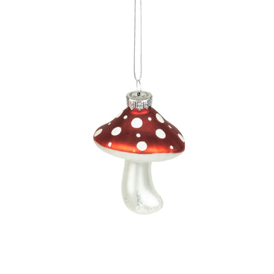 Red and Silver Glass Mushroom - Flat Cap