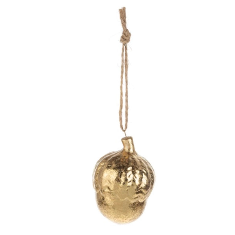 Gold Ceramic Acorn Ornament | Putti Christmas Decorations 