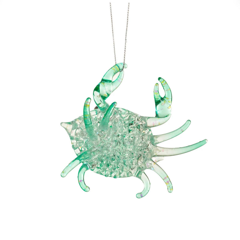 Teal Crab Glass Ornament