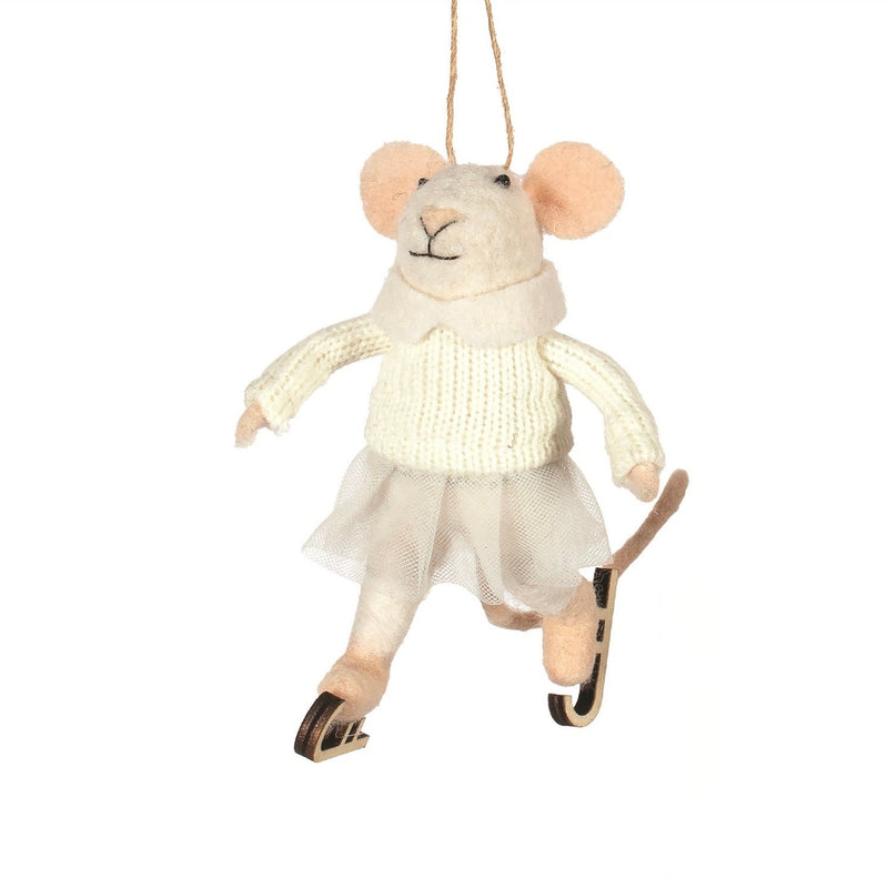 Skating Felt Mouse Ornament | Putti Christmas Canada