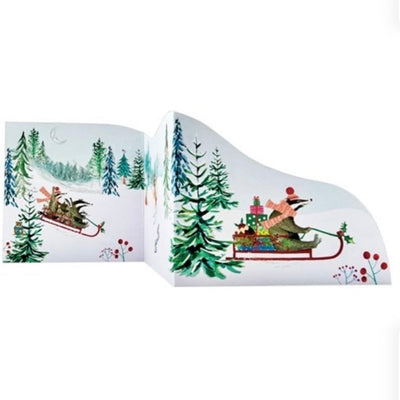 Sledding Badger Foldout Christmas Card | Putti Christmas Cards