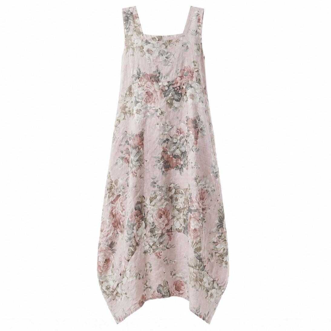 Sleeveless Linen Dress - Blush Pink Floral | Putti Fine Fashions