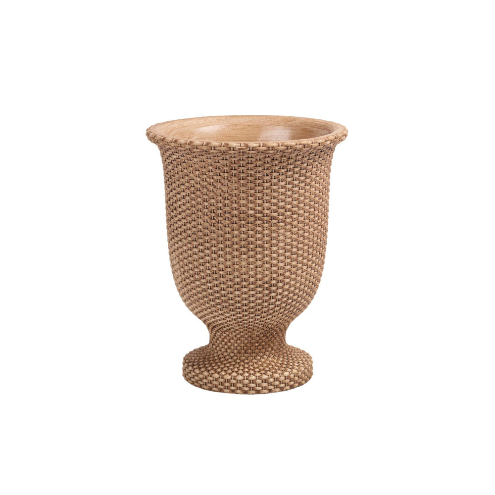 Small Basketweave Cement Tall Urn | Putti Fine Furnishings 