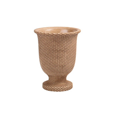 Small Basketweave Cement Tall Urn | Putti Fine Furnishings