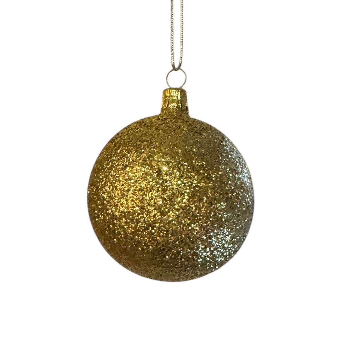 Small Gold Glitter Glass Ball Ornament | Putti Christmas Decorations 