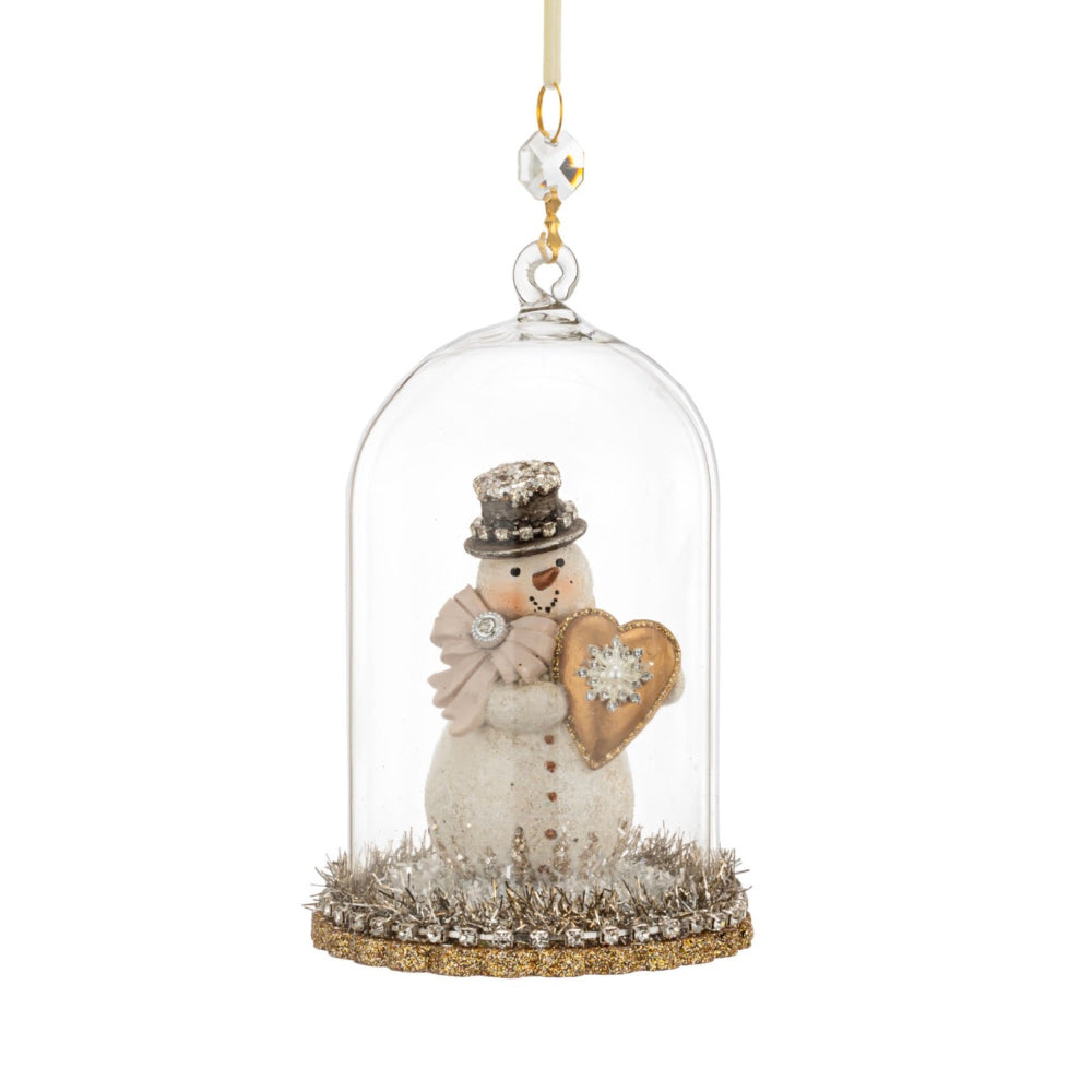 Snowman Sparkle Cloche Ornament | Putti Christmas Decorations 