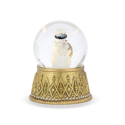 Snowman with Heart Lit Gold Snow Globe | Putti Christmas Decorations