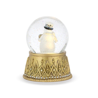 Snowman with Heart Lit Gold Snow Globe | Putti Christmas Decorations