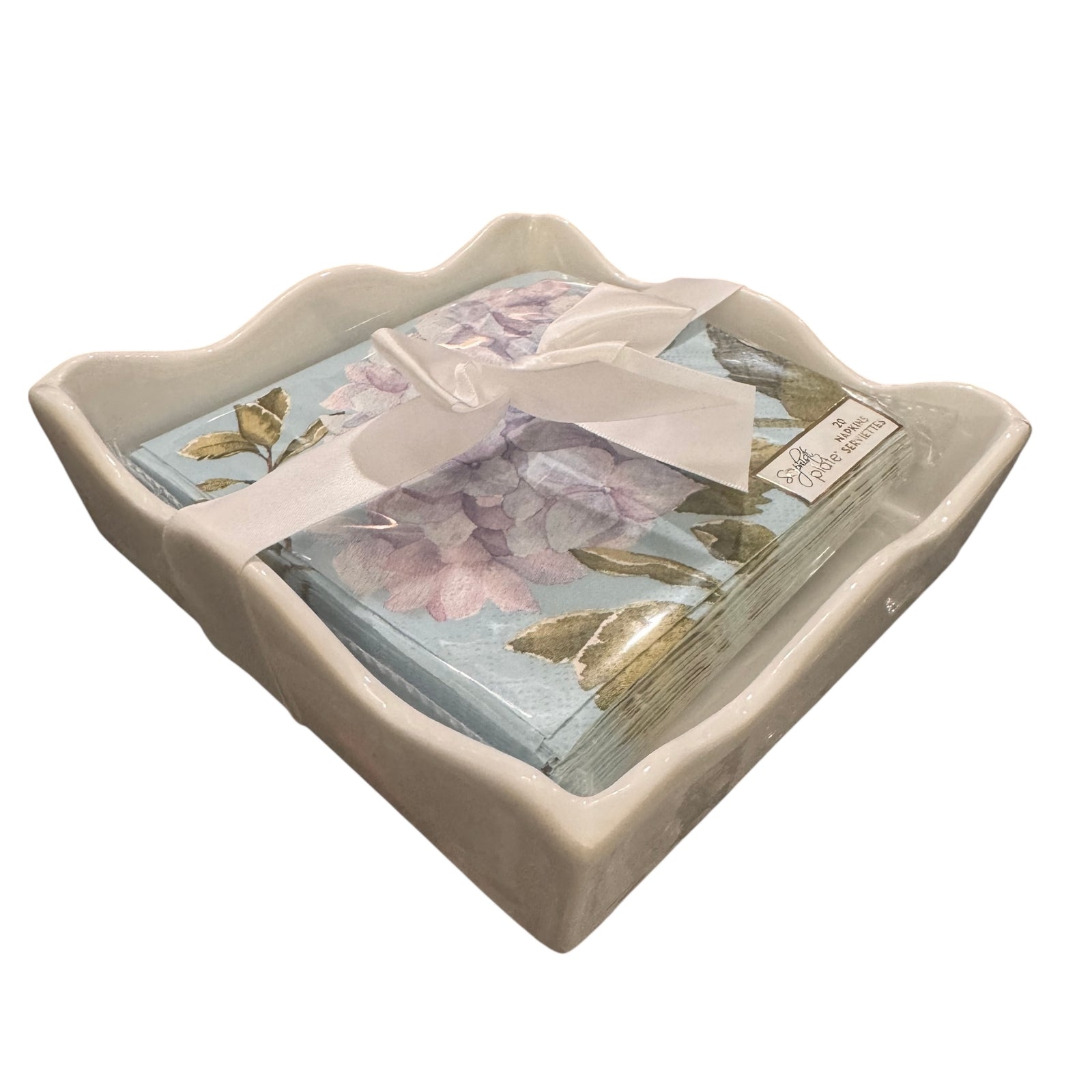 Sophistiplate Hydrangea Paper Cocktail Napkin & Tray Set  | Putti Celebrations 