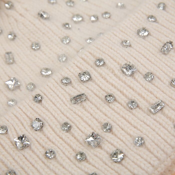 Sparkling Gem Pompom Hat - Beige | Putti Fine Fashions 