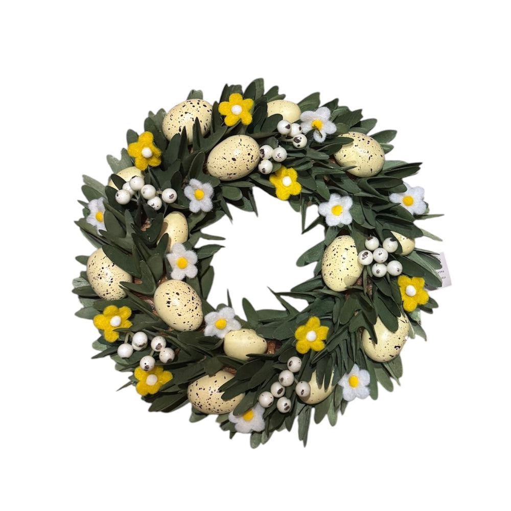Spring Egg Wreath with Felt Flowers