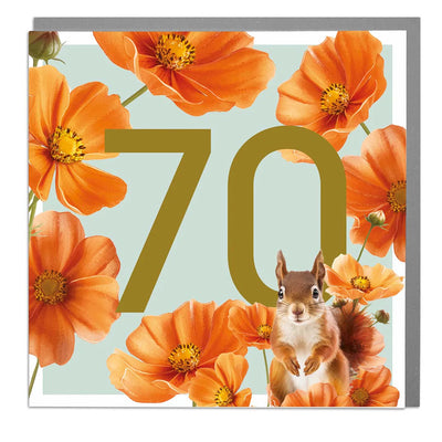 Squirrel "70" Greeting Card | Putti Celebrations