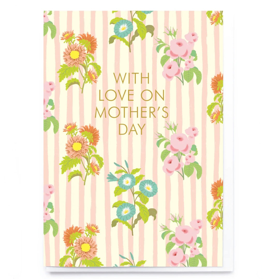 Striped Floral Icoon Mother's Day Greeting Card | Putti Celebrations 