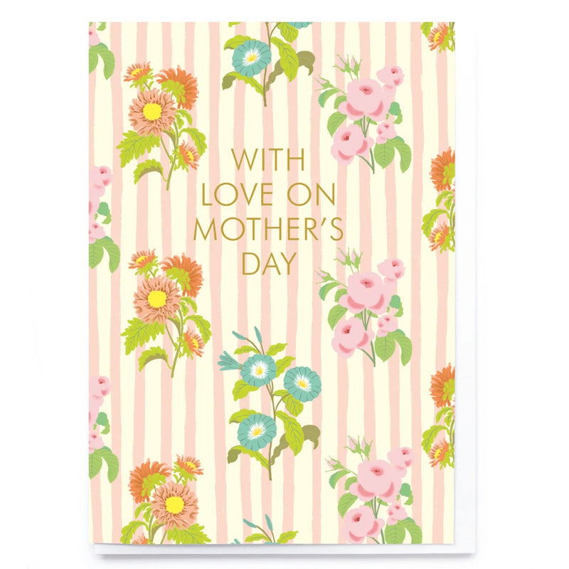 Striped Floral Icoon Mother's Day Greeting Card | Putti Celebrations 