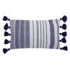 Navy Striped Tassel Rectangular Indoor/Outdoor Pillow