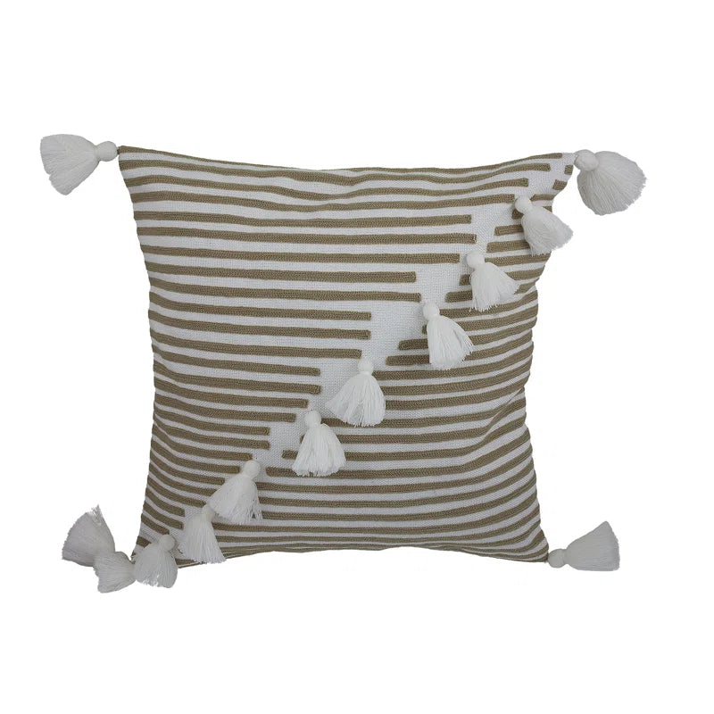 Sage Green Tassel Square Indoor/Outdoor Pillow | Putti Fine Furnishings 