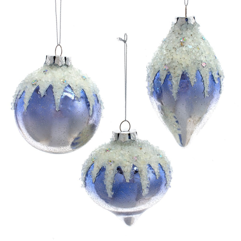 Lavender, Blue and Silver Glass Ball Ornament  | Putti Christmas Decorations 