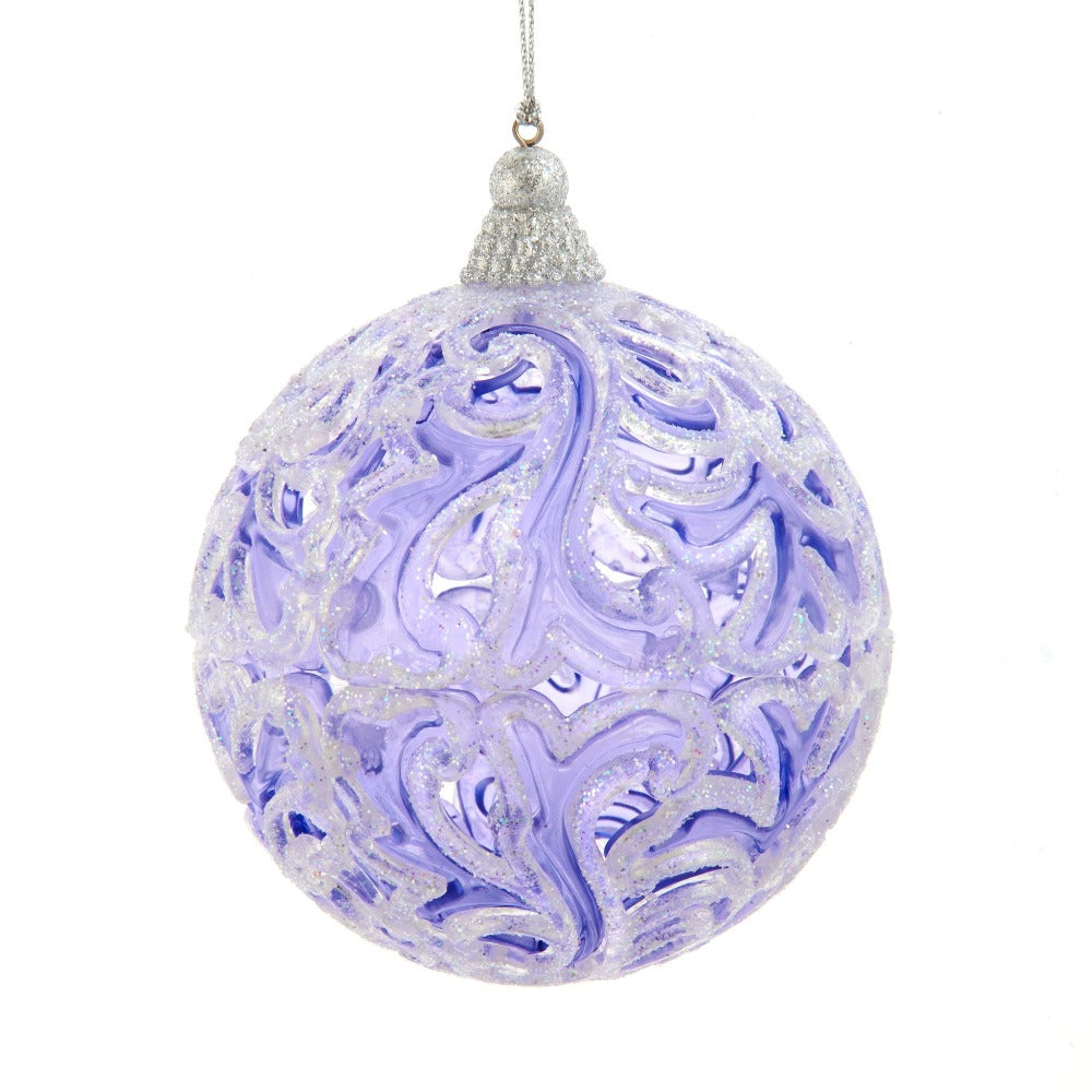 Plastic Lavender Scroll Ball Ornament | Putti Christmas Decorations 