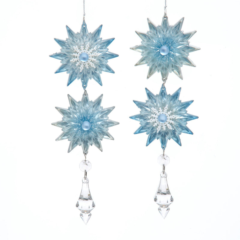 Kurt Adler Blue and Clear Star Dangle Ornament | Putti Christmas 