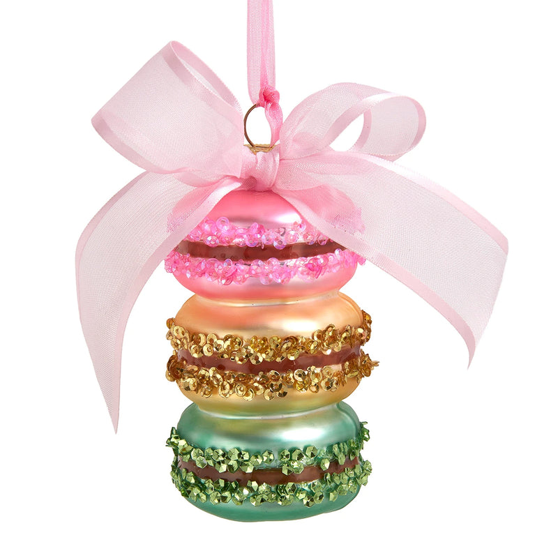 Macaron With Bow Glass Ornament