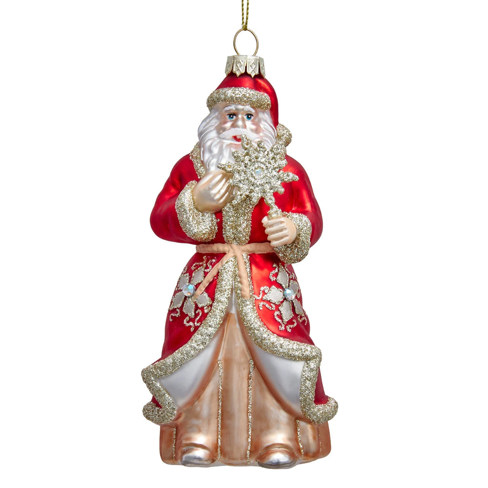 Kurt Adler Holiday Diamonds Santa Glass Ornament  | Putti Christmas Canada 