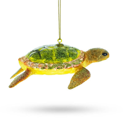 Tranquil Sea Turtle Glass Christmas Ornament | Putti Christmas Decorations