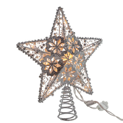 Silver Lighted Star Tree Topper