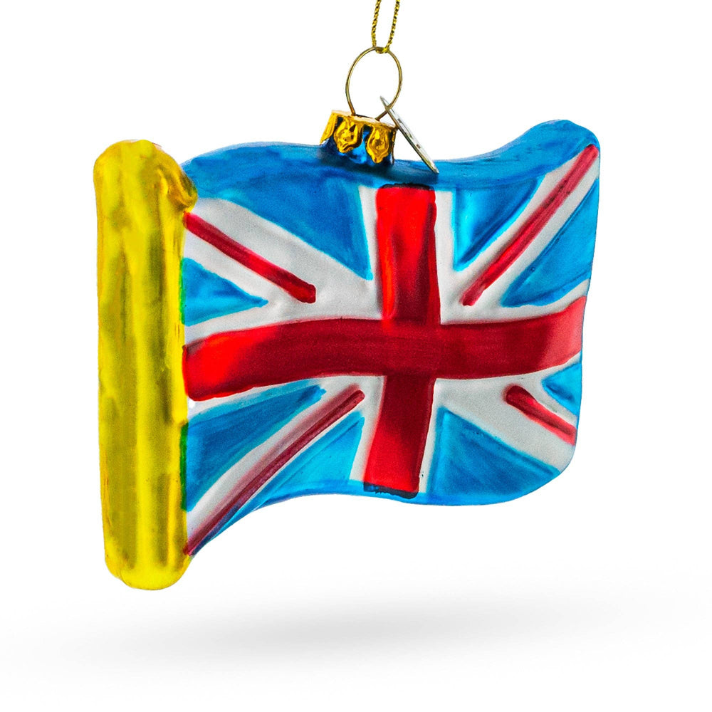Union Jack Flag Glass Christmas Ornament | Putti Christmas Decorations 