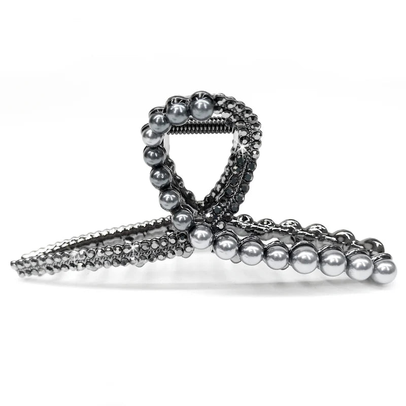 Victorian Hematite Pearl Hair Clip | Putti Fine Fashions 