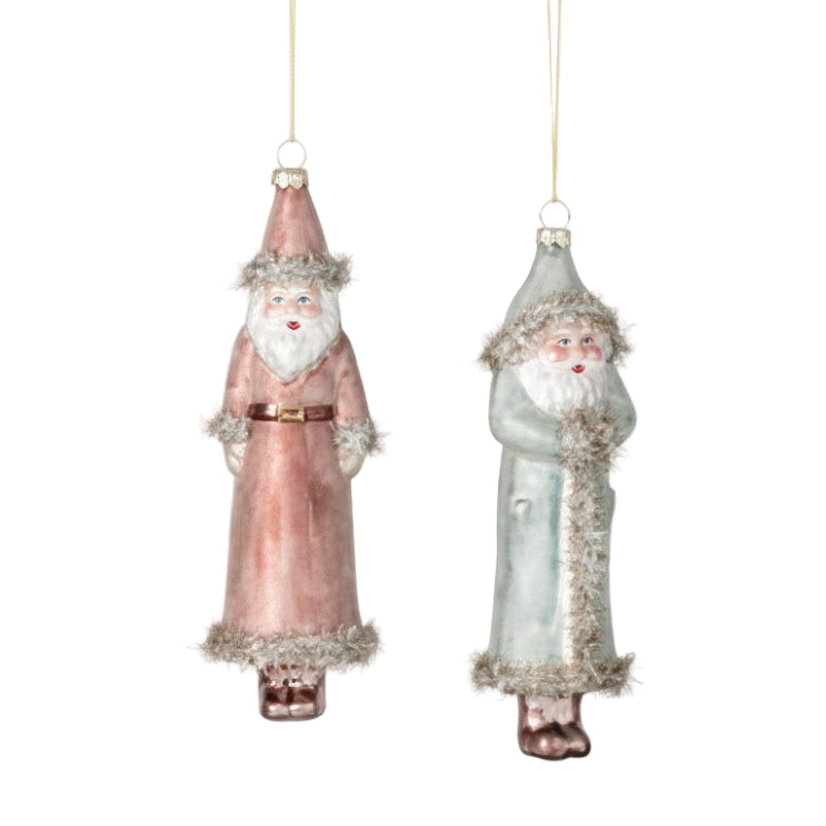 Vintage Charm Tall Santa Glass Ornament | Putti Christmas Decorations